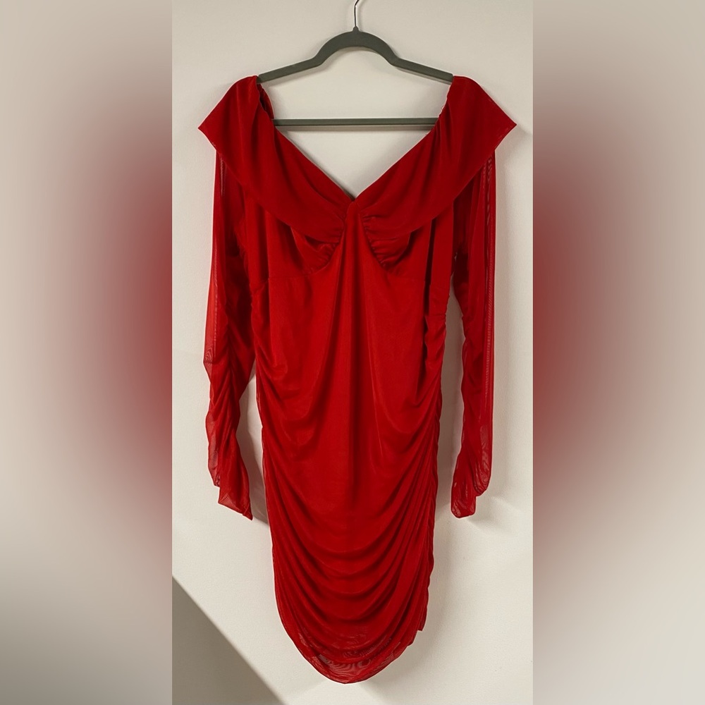 SHEIN Red Ruched Dress 3X